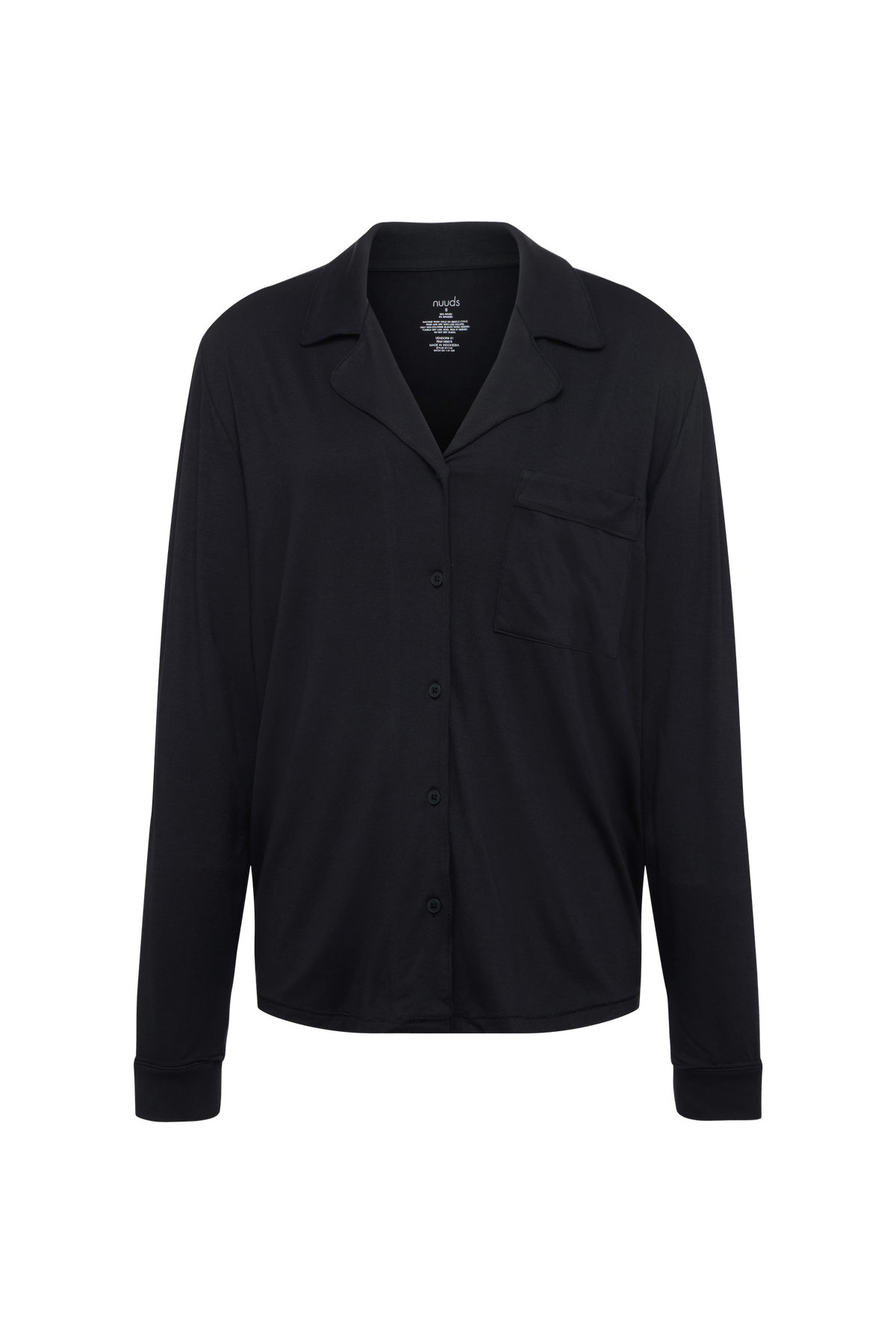 Color:Black | Long Sleeve Button-Up Pajama Shirt