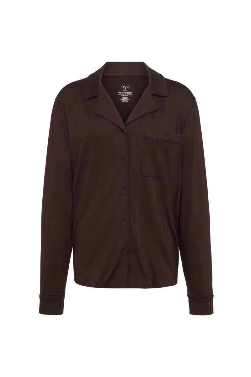 Long Sleeve Button-Up Pajama Shirt image ghost