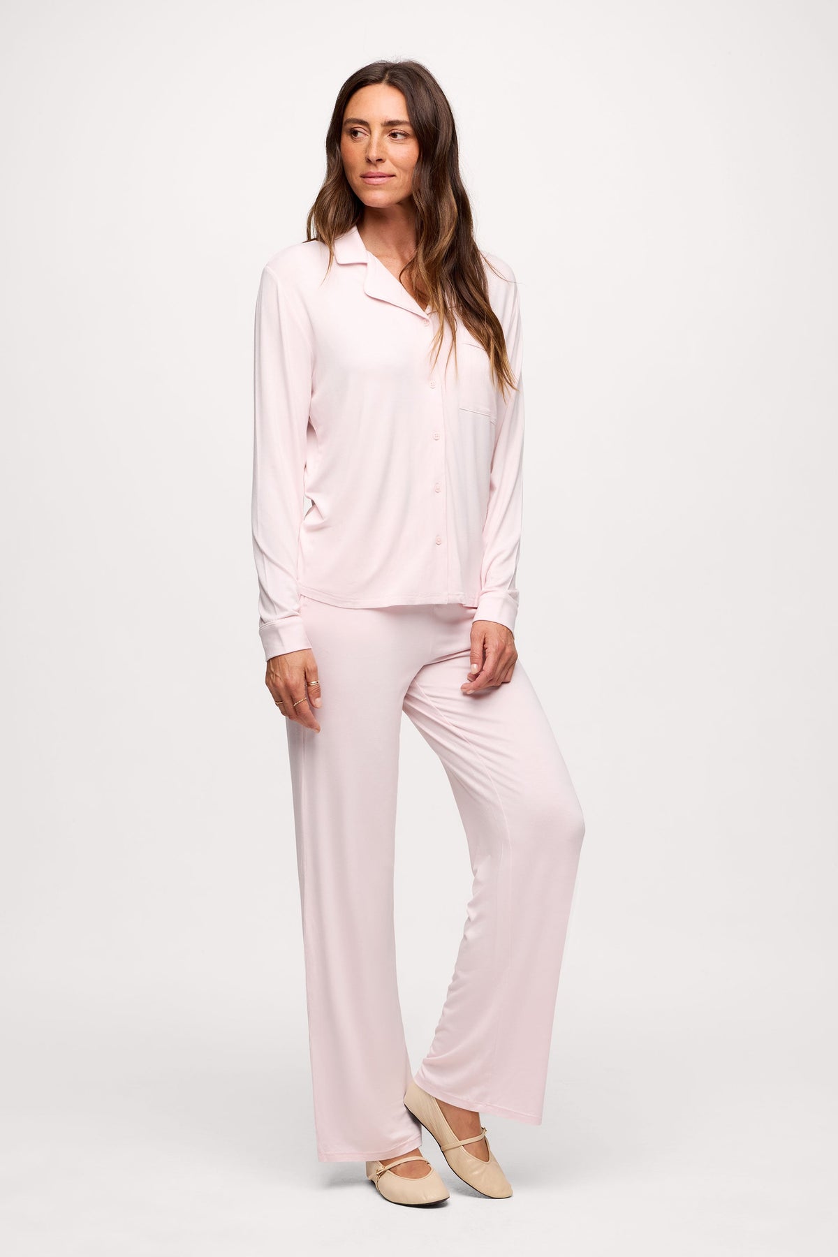 Color:Makeup | Long Sleeve Button-Up Pajama Shirt