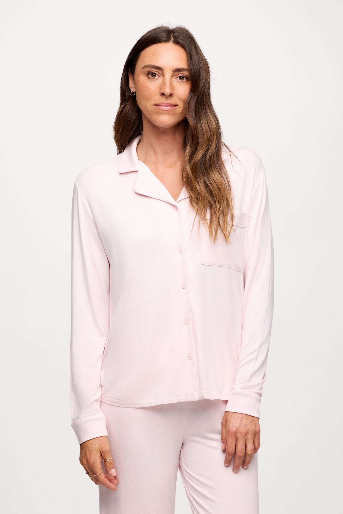 Color:Makeup | Long Sleeve Button-Up Pajama Shirt
