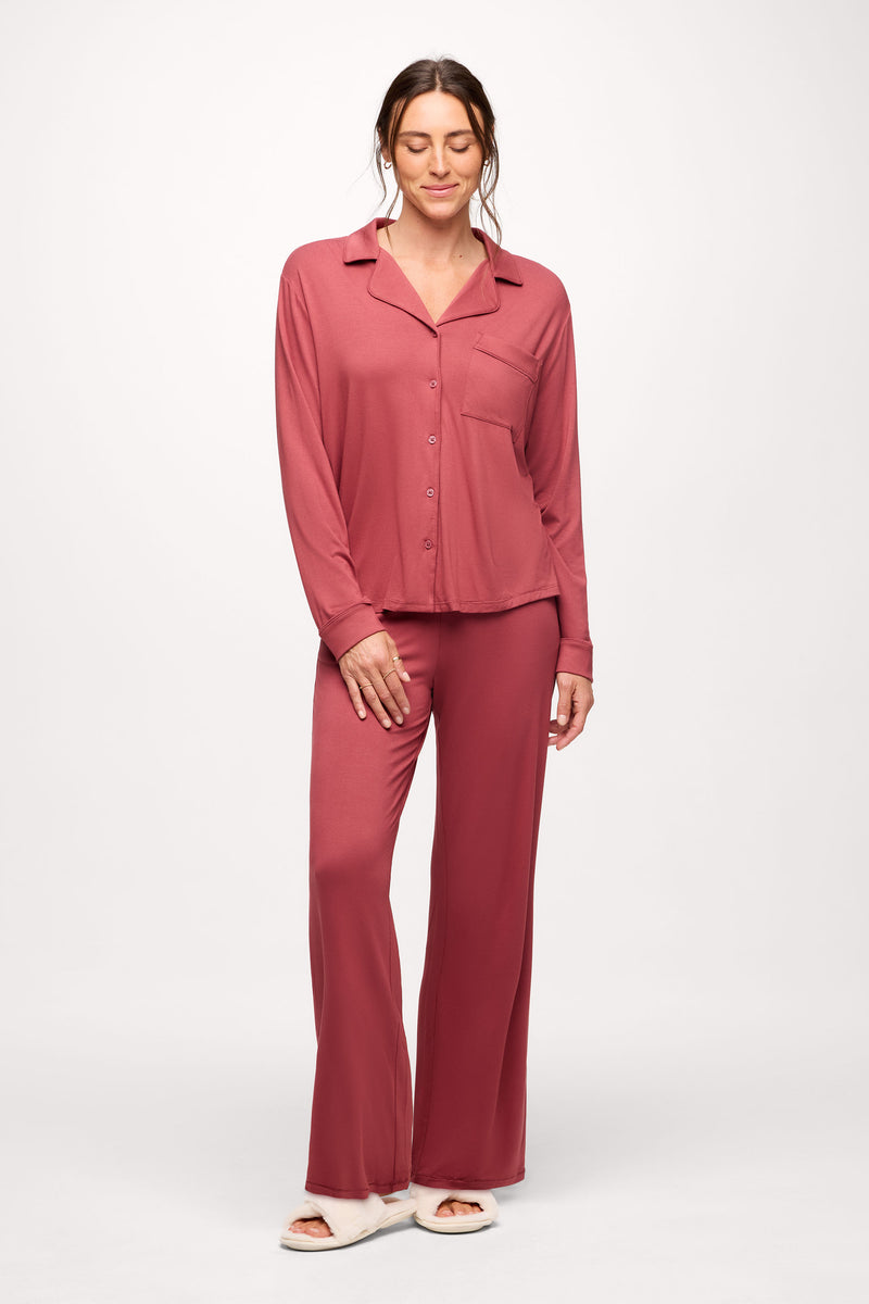 Long Sleeve Button-Up Pajama Shirt image 