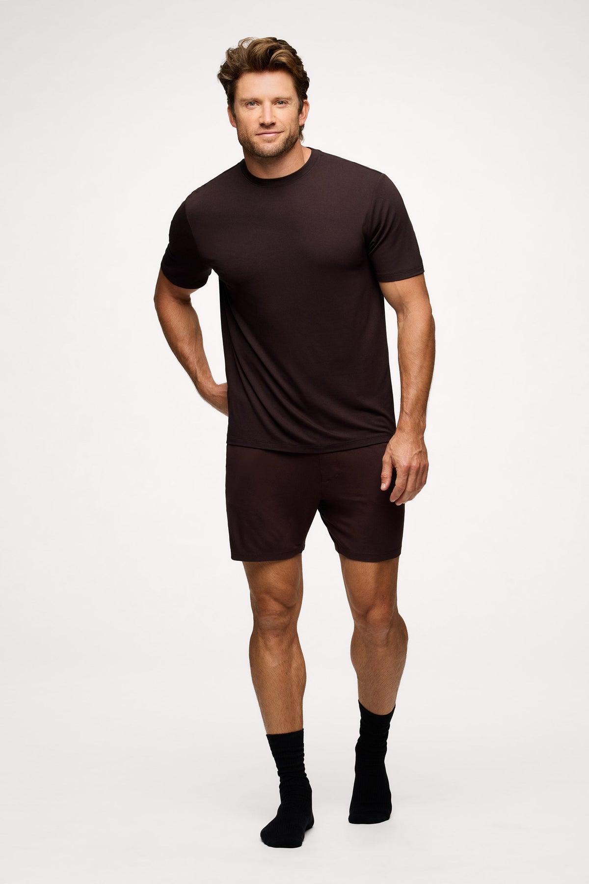 Color:Espresso | Men's Pajama Short Set