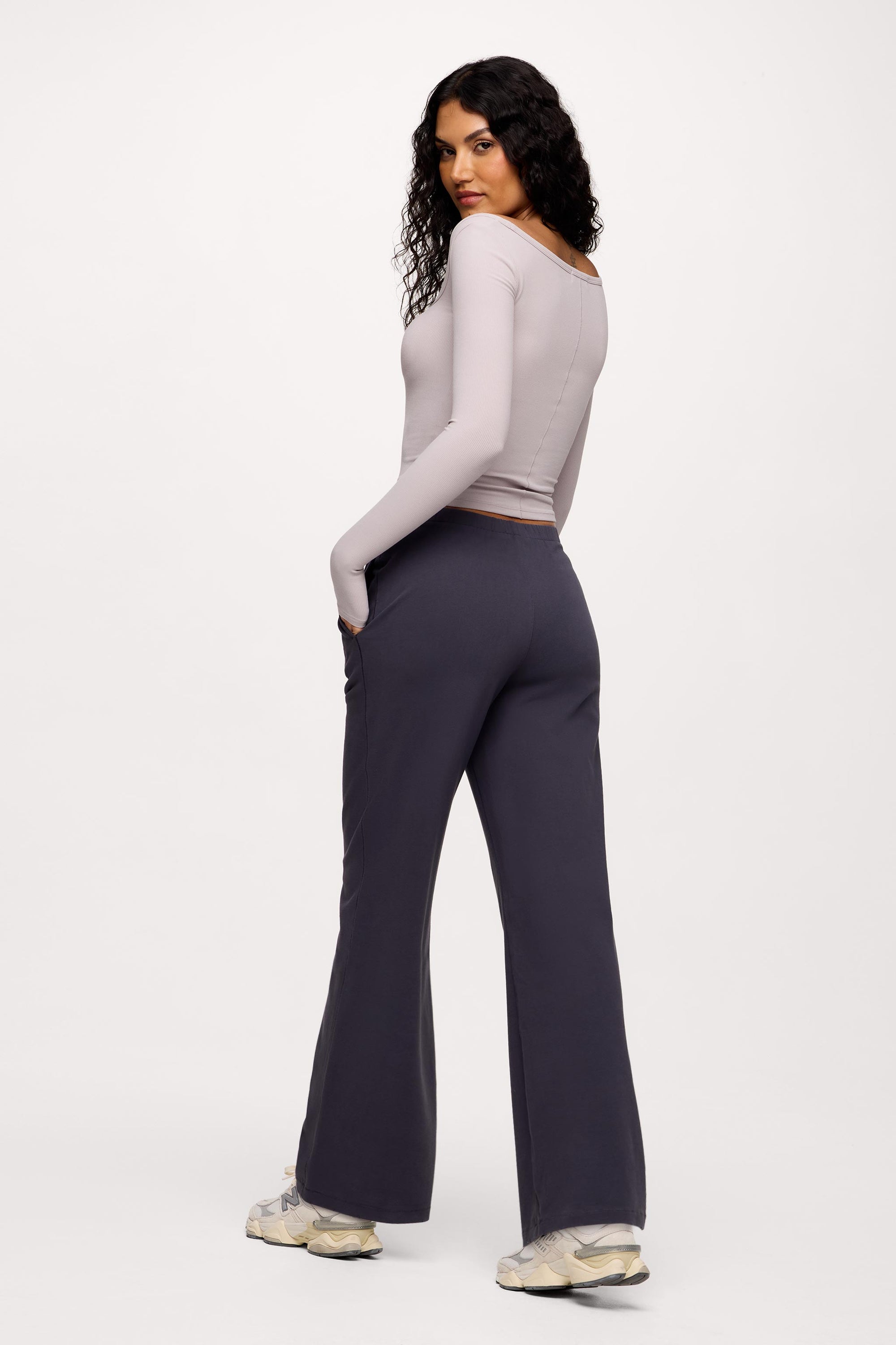 Sporty Rib Portrait Long Sleeve Top