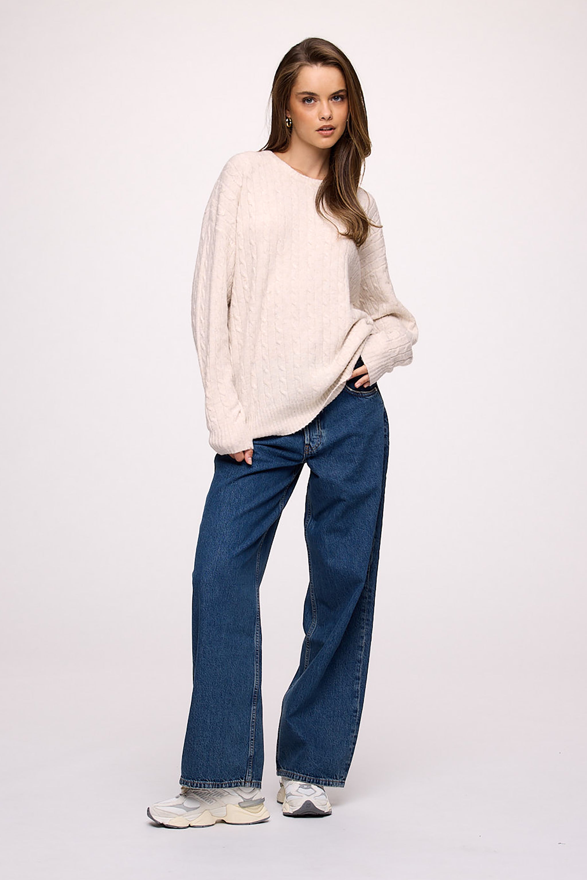 Cozy Knit Cable Crewneck Sweater