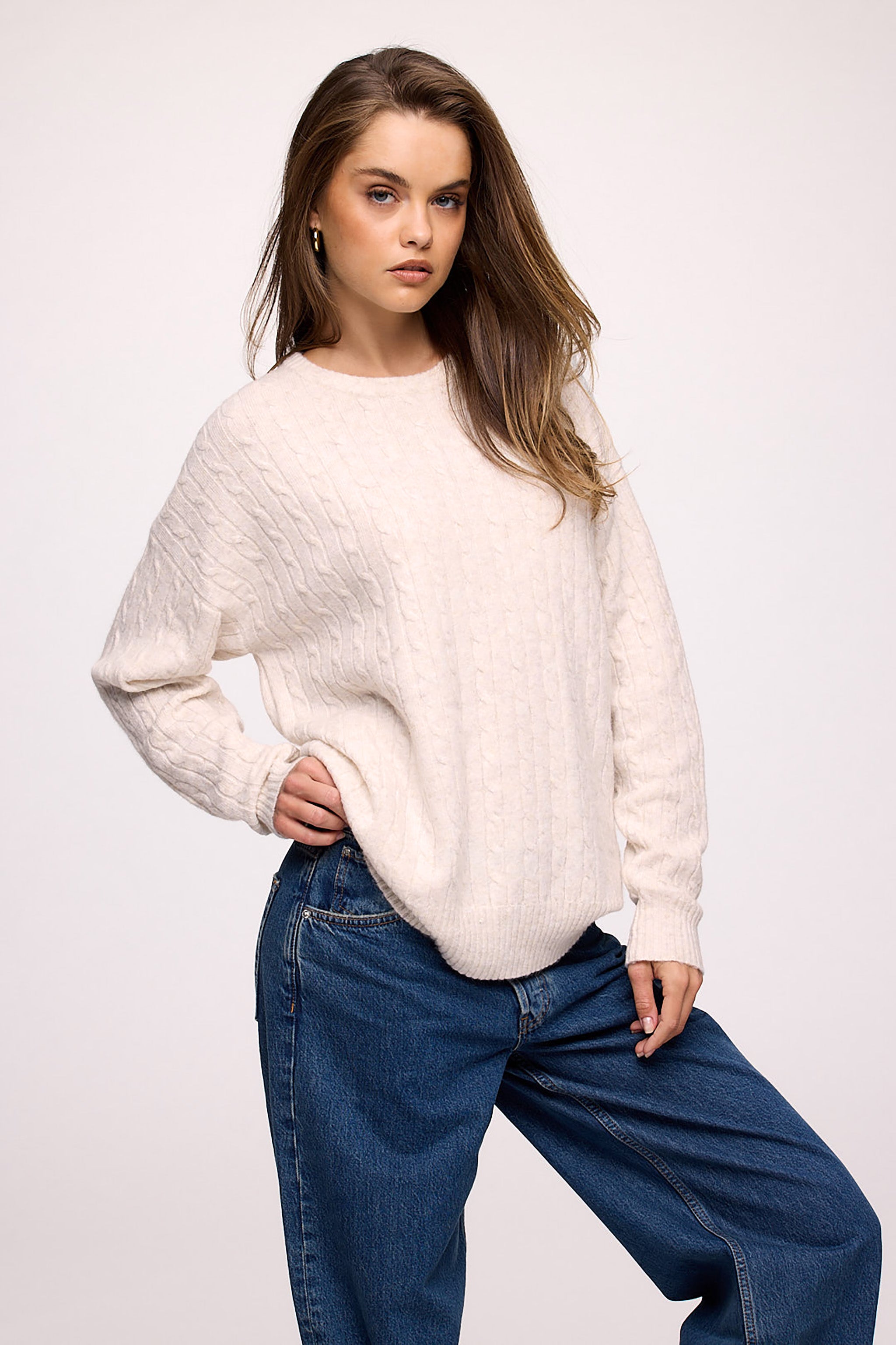 Cozy Knit Cable Crewneck Sweater