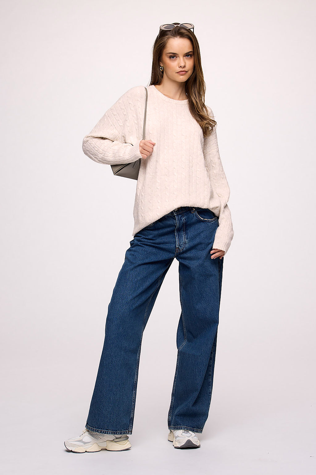 Cozy Knit Cable Crewneck Sweater