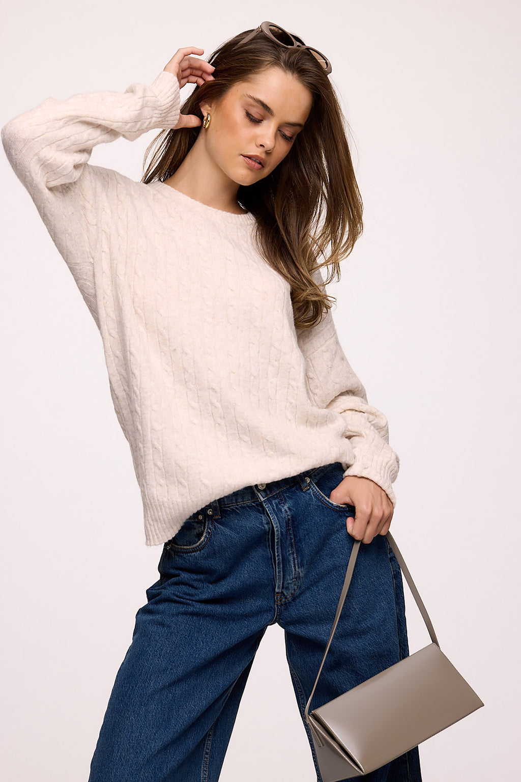 Cozy Knit Cable Crewneck Sweater