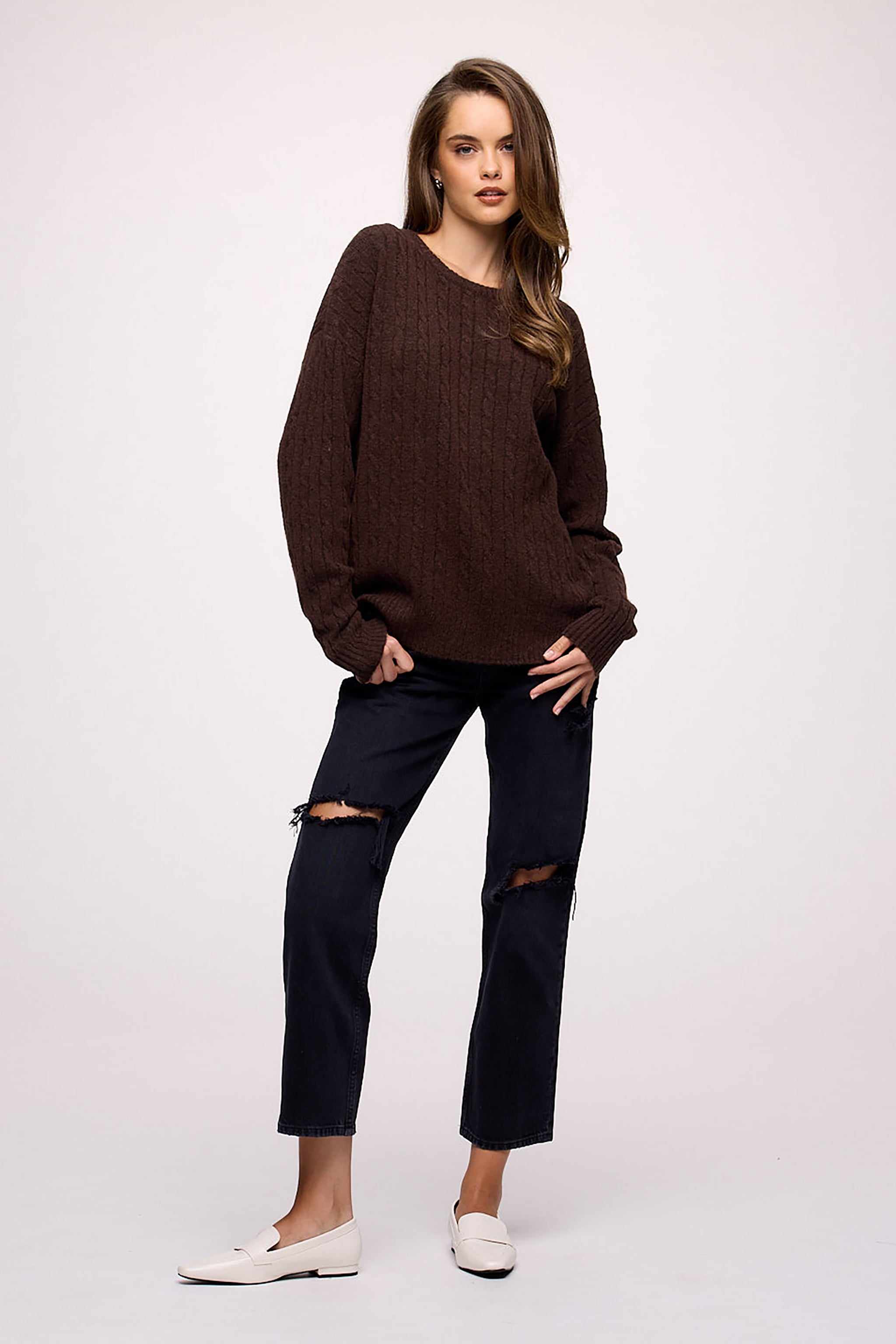 Cozy Knit Cable Crewneck Sweater