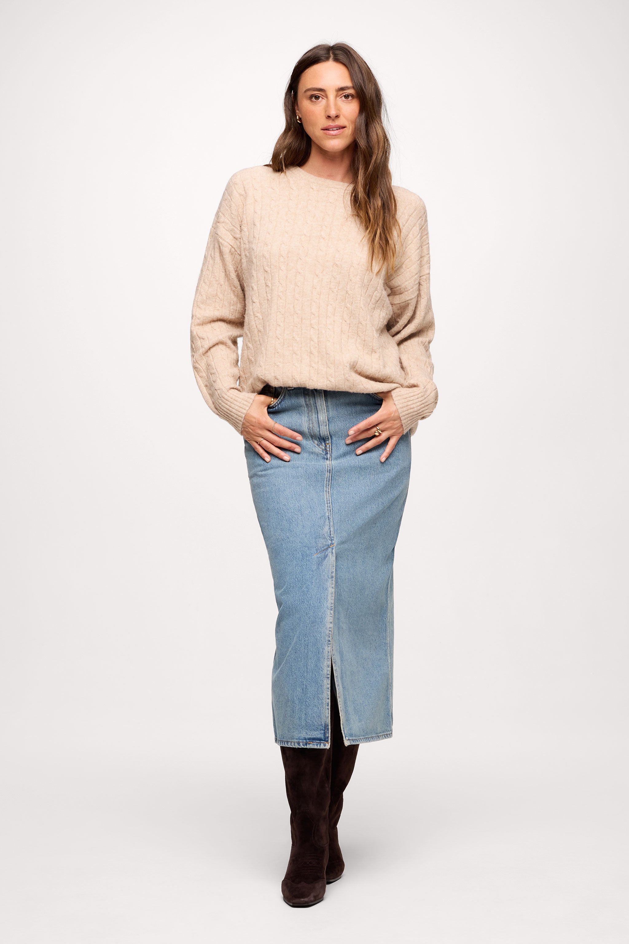 Cozy Knit Cable Crewneck Sweater