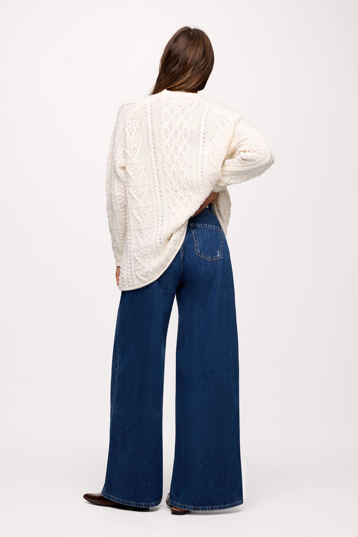 Color:Pearl | nuuds heritage cable sweater – women’s cable knit sweater cozy knitwear long sleeve