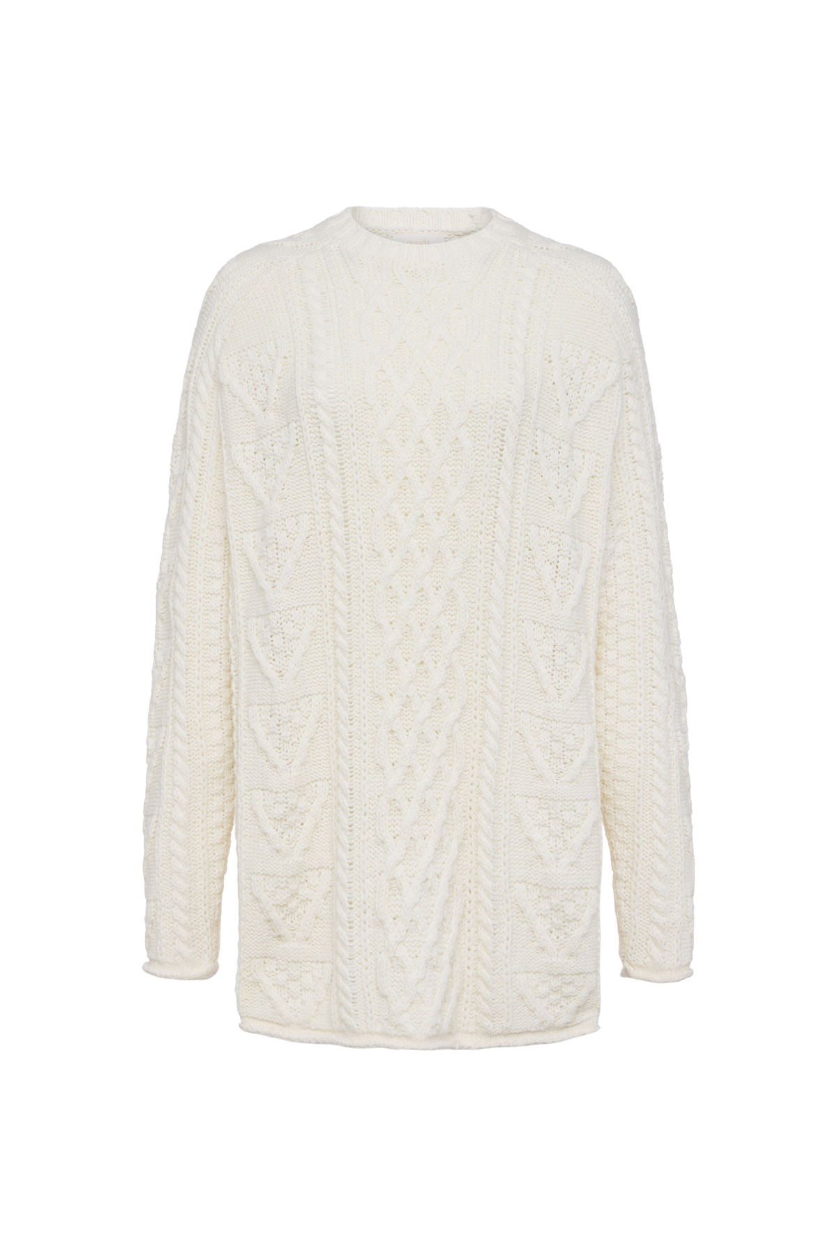 Color:Pearl | nuuds heritage cable sweater – women’s cable knit sweater cozy knitwear long sleeve