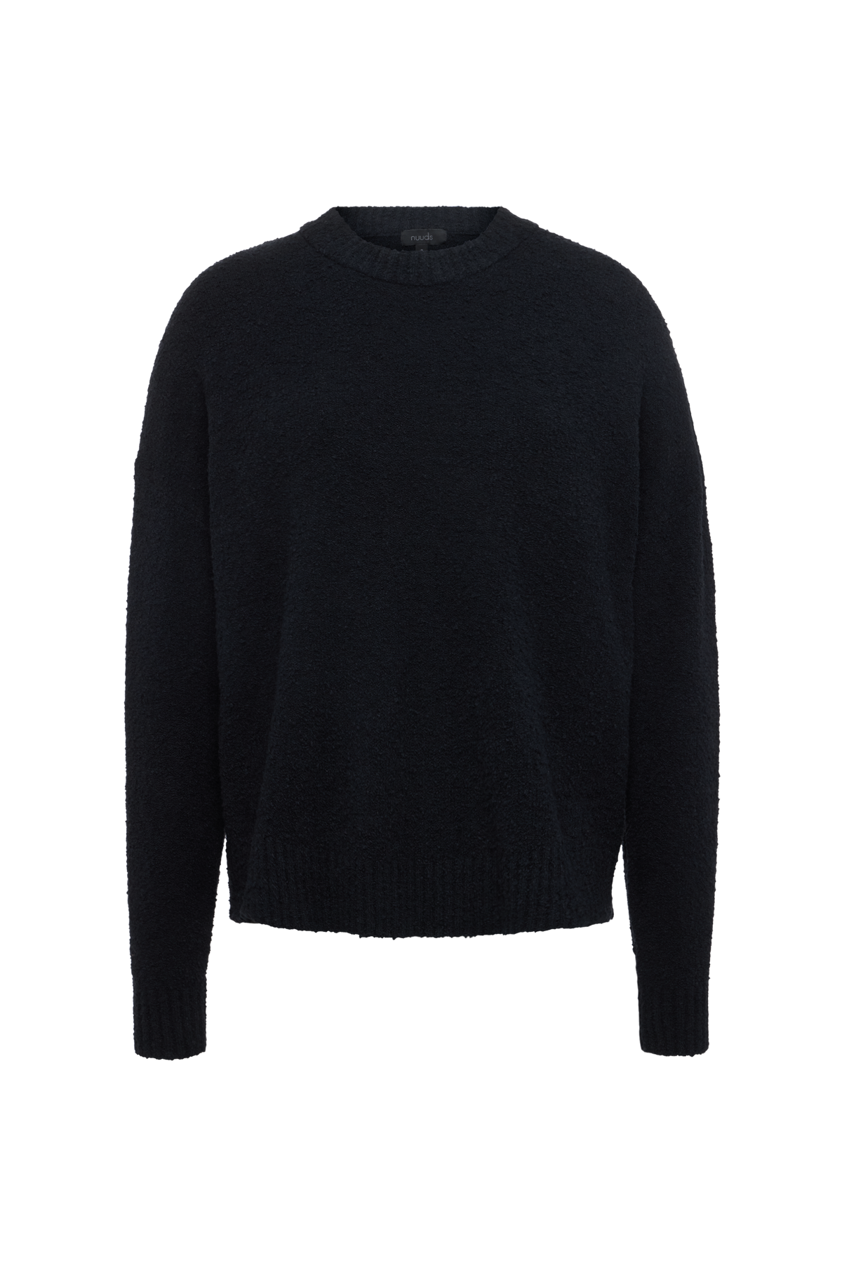 Color:Black | nuuds boucle crewneck sweater – cozy sweater womens sweater soft knit crewneck