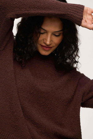 nuuds boucle crewneck sweater – cozy sweater womens sweater soft knit crewneck