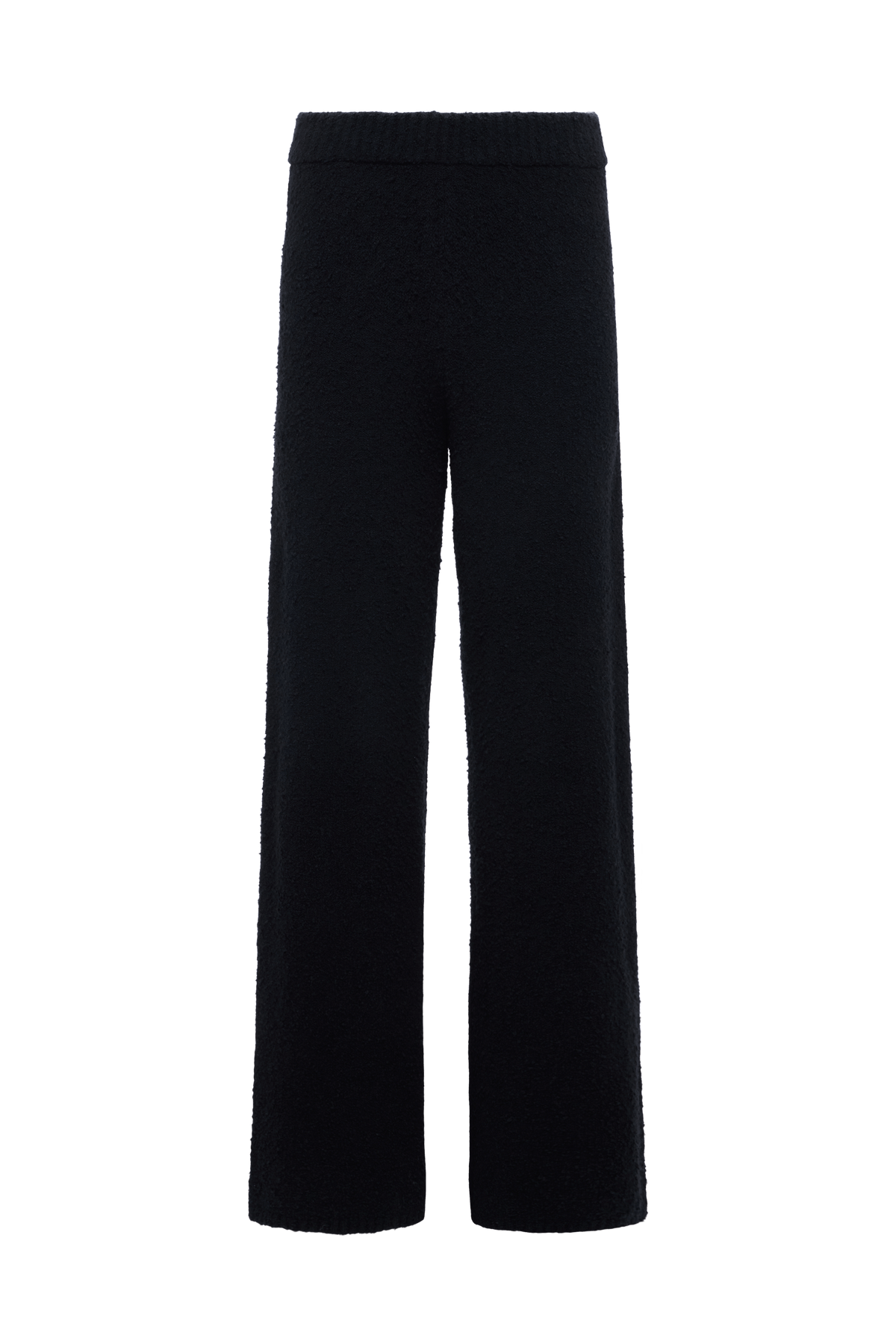 Color:Black | nuuds boucle sweater pant wide leg sweatpants casual pants for women comfort knit pants