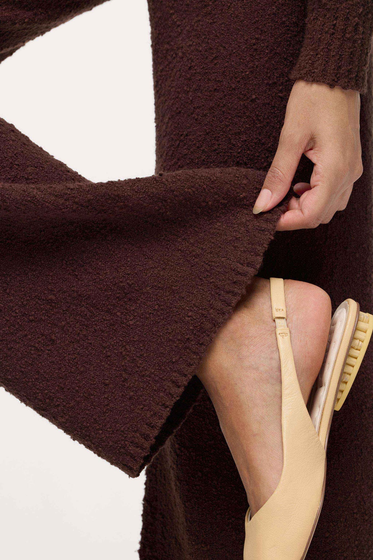 Color:Espresso | nuuds boucle sweater pant wide leg sweatpants casual pants for women comfort knit pants