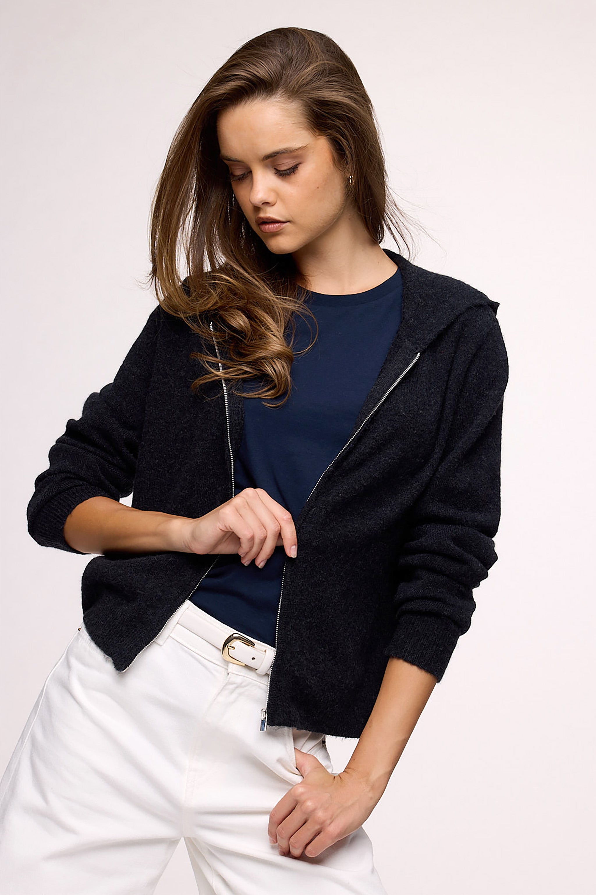 Cozy Knit Zip Up Cardigan