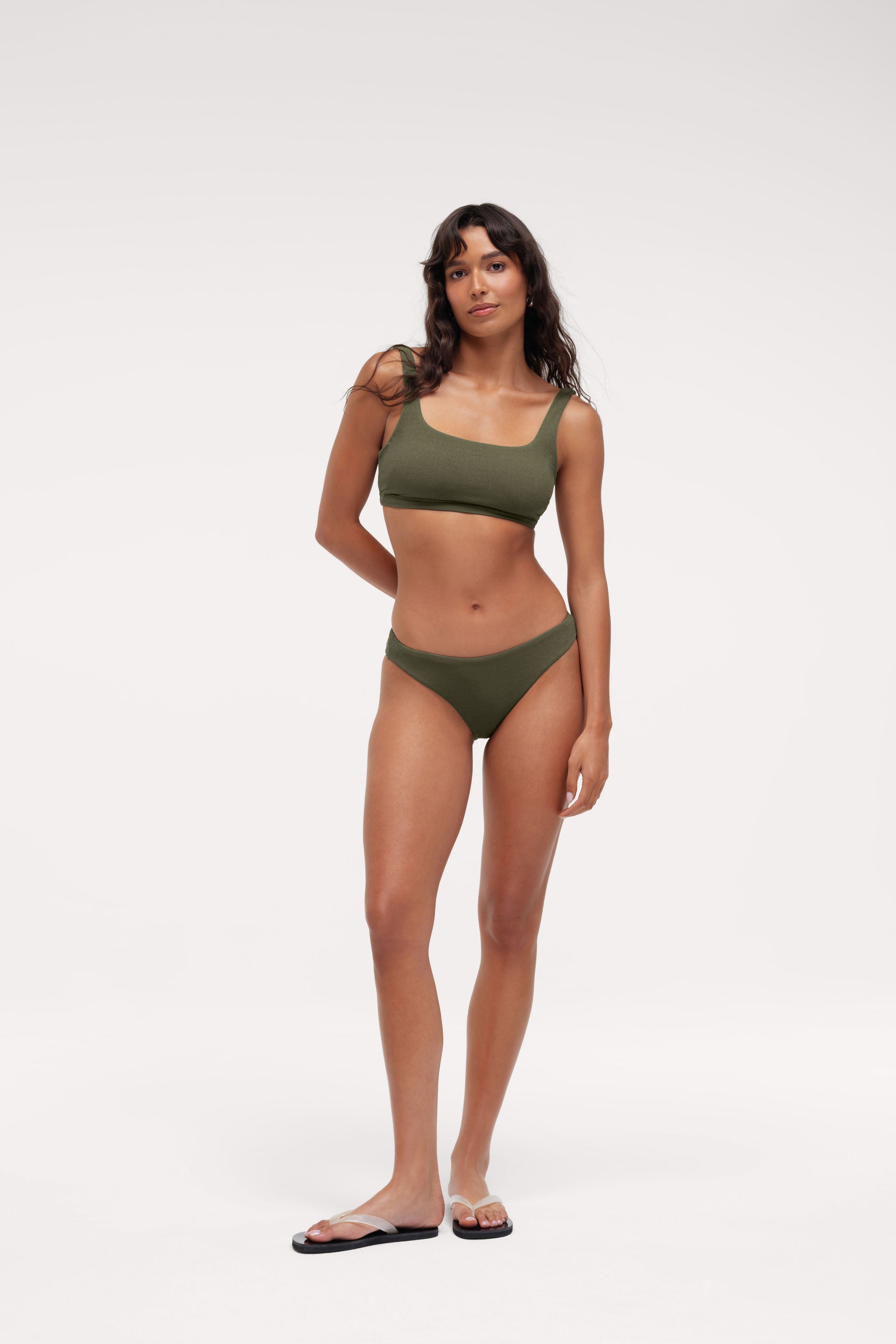 Square Neck Bikini Top | Crispy Darkest Olive
