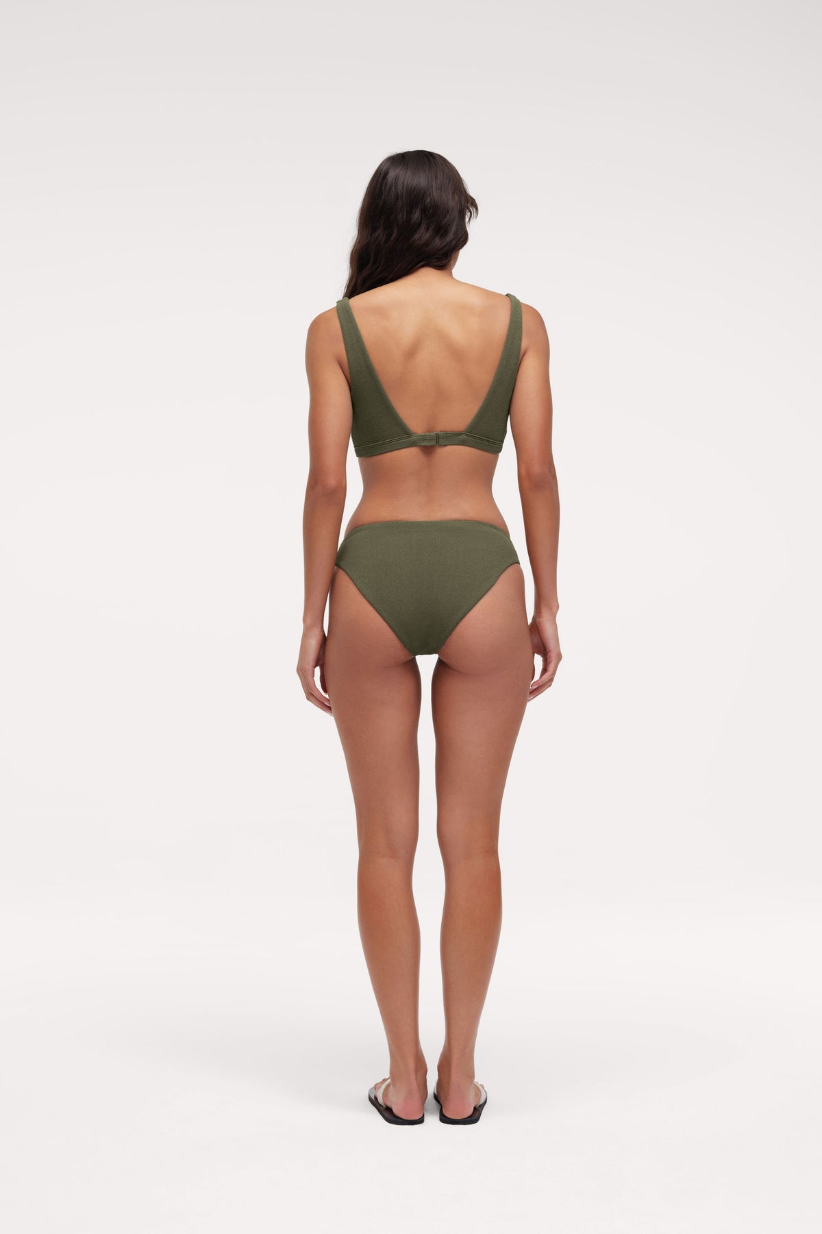Color:Crispy Darkest Olive | Square Neck Bikini Top & Low Waist Bikini Bottom