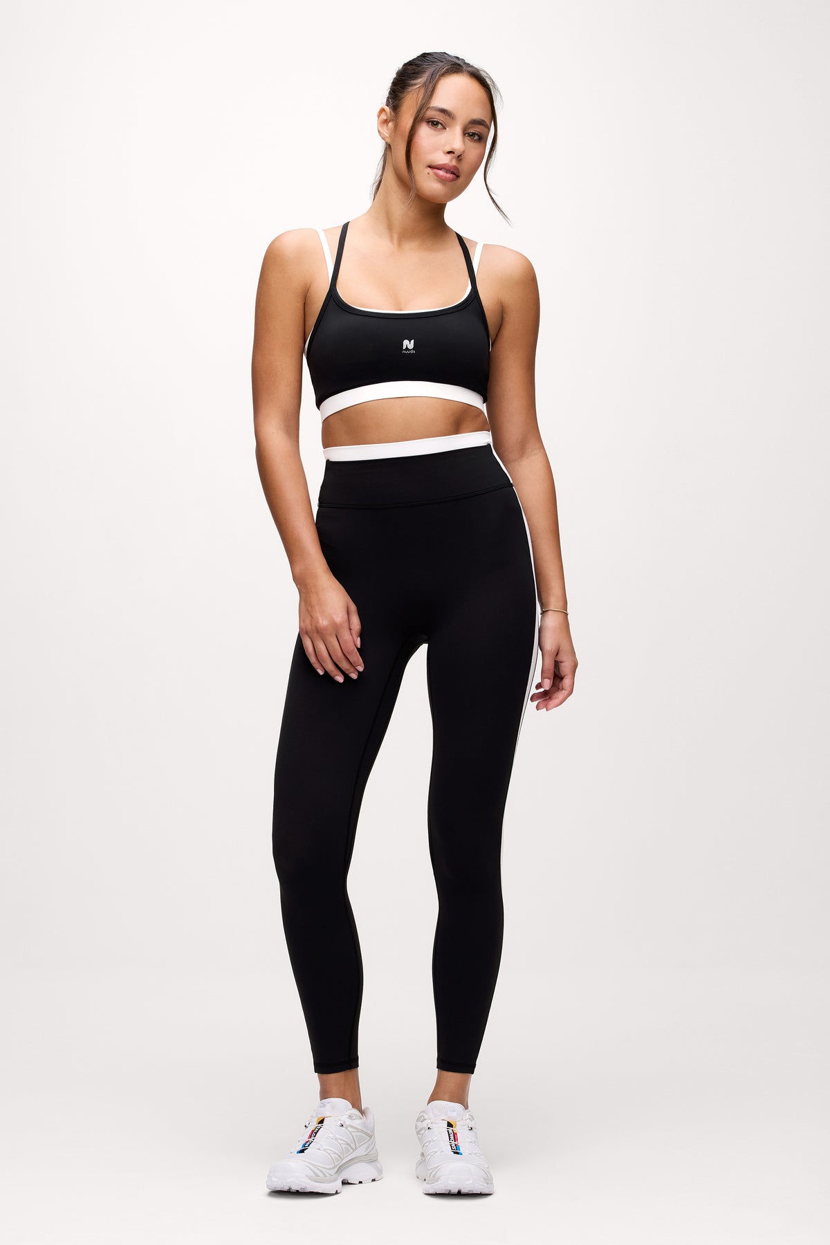 Color:Black | nuuds contrast legging womens workout leggings high waisted pilates outfit