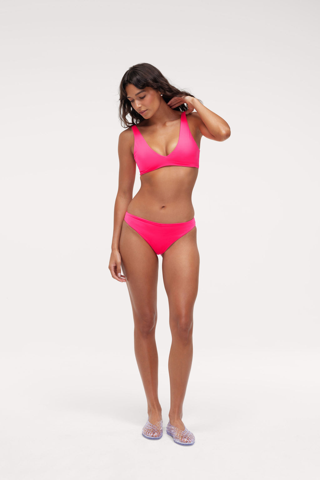 Plunge Bikini Top & Low Waist Bikini Bottom