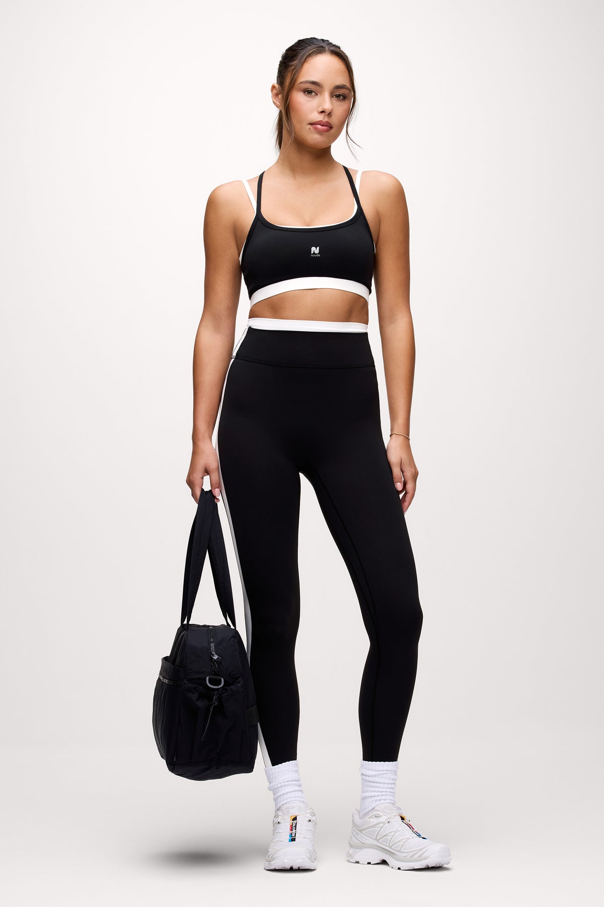 Color:Black | nuuds contrast legging womens workout leggings high waisted pilates outfit