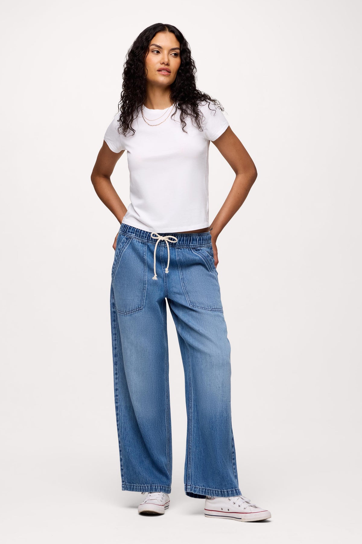 Color:June | nuuds pull on jeans womens wide leg pants casual denim bottoms