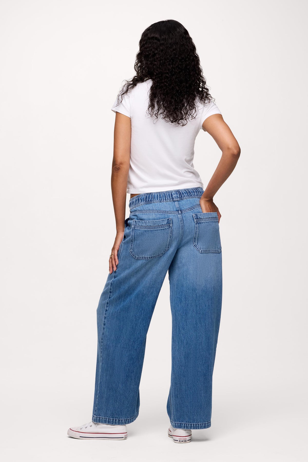 Color:June | nuuds pull on jeans womens wide leg pants casual denim bottoms