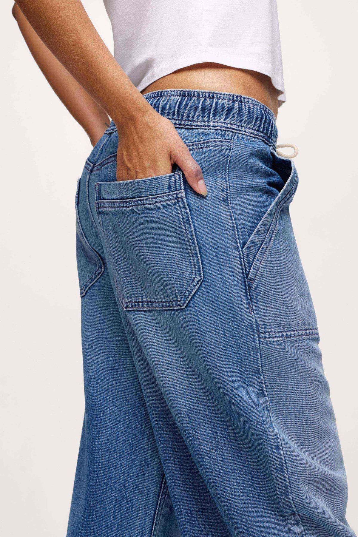 Color:June | nuuds pull on jeans womens wide leg pants casual denim bottoms