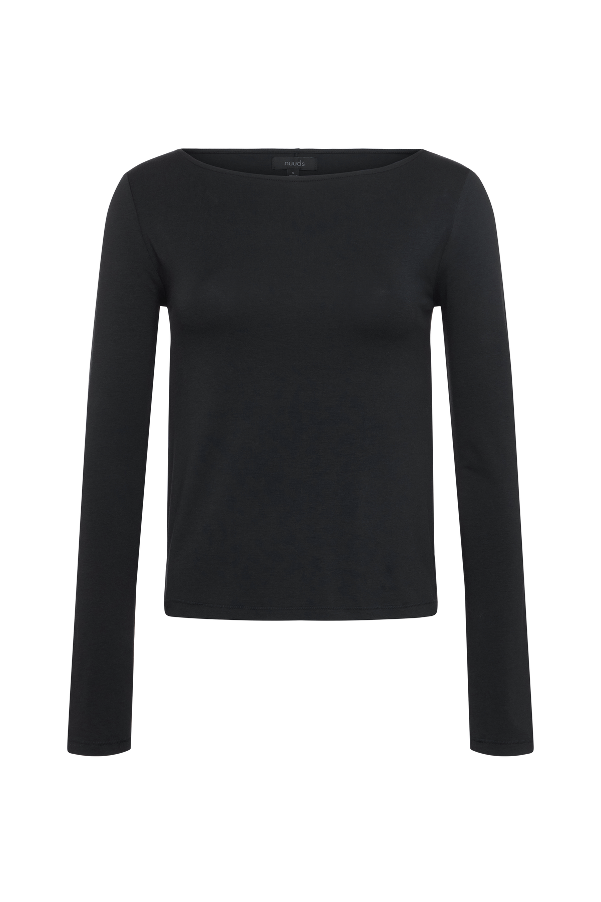Color:Black | nuuds boat neck long sleeve shirt – womens long sleeve tops boat neck top basic tees womens cotton t-shirts
