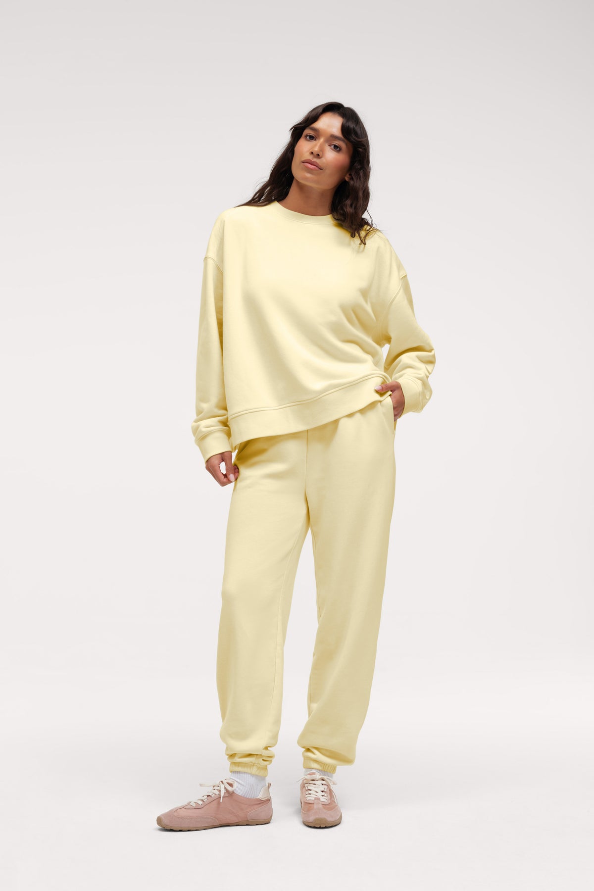 Color:Lemon | French Terry Classic Crewneck and French Terry Jogger