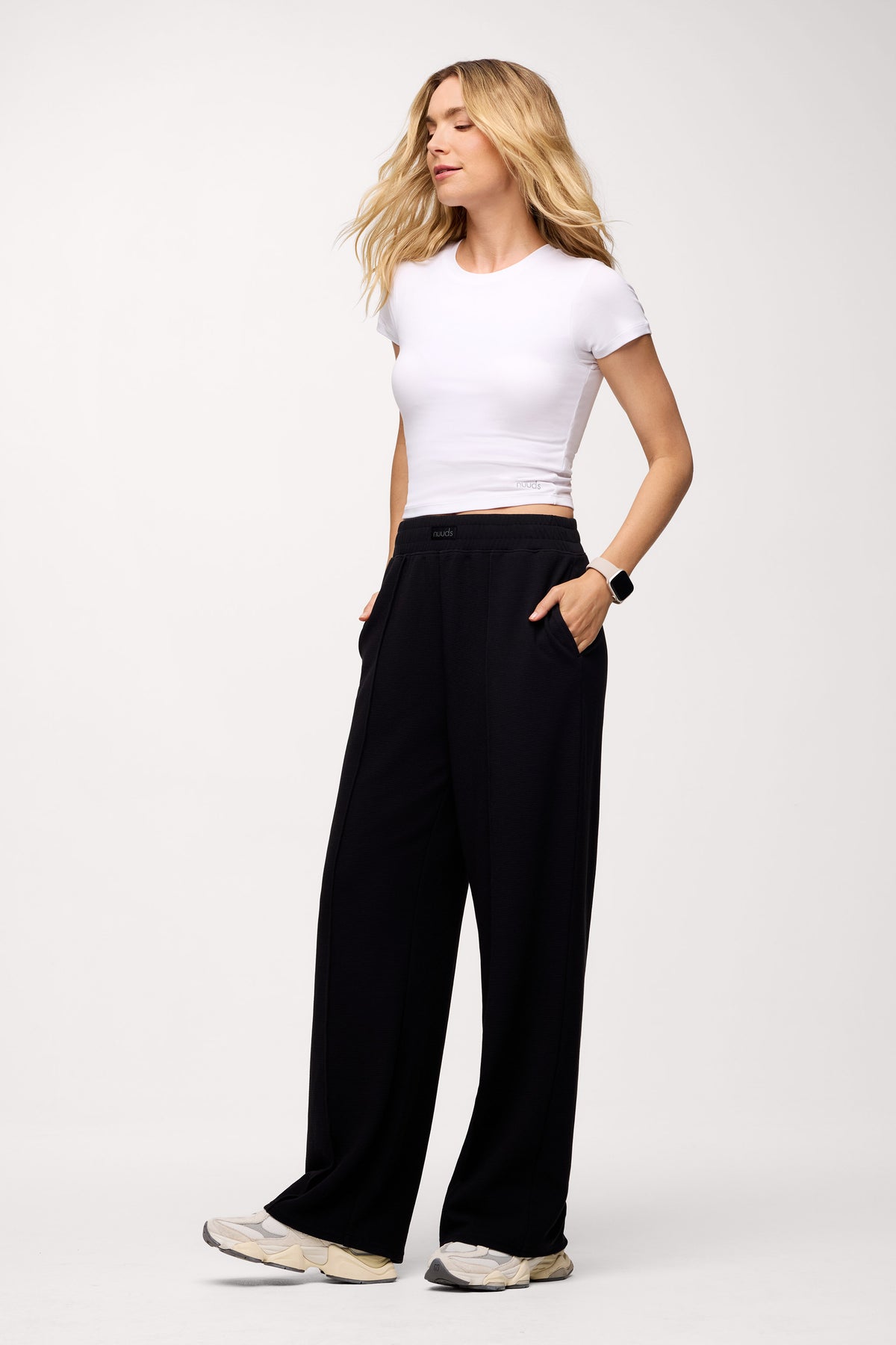 Color:White | nuuds sporty rib bra tee – ribbed shirt built in bra tops short sleeve t-shirts for women