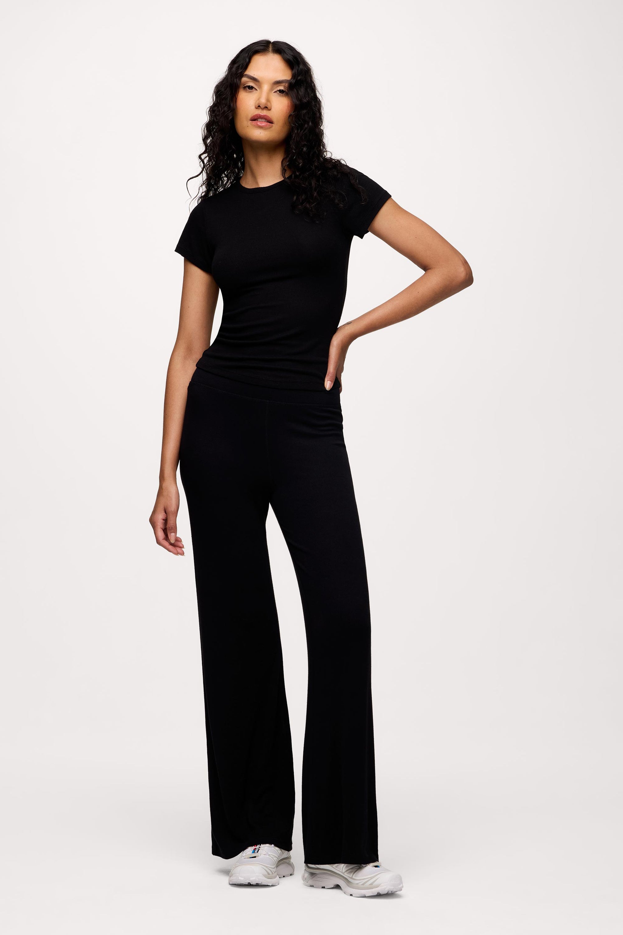 Slinky Rib Streamline Pant | Black