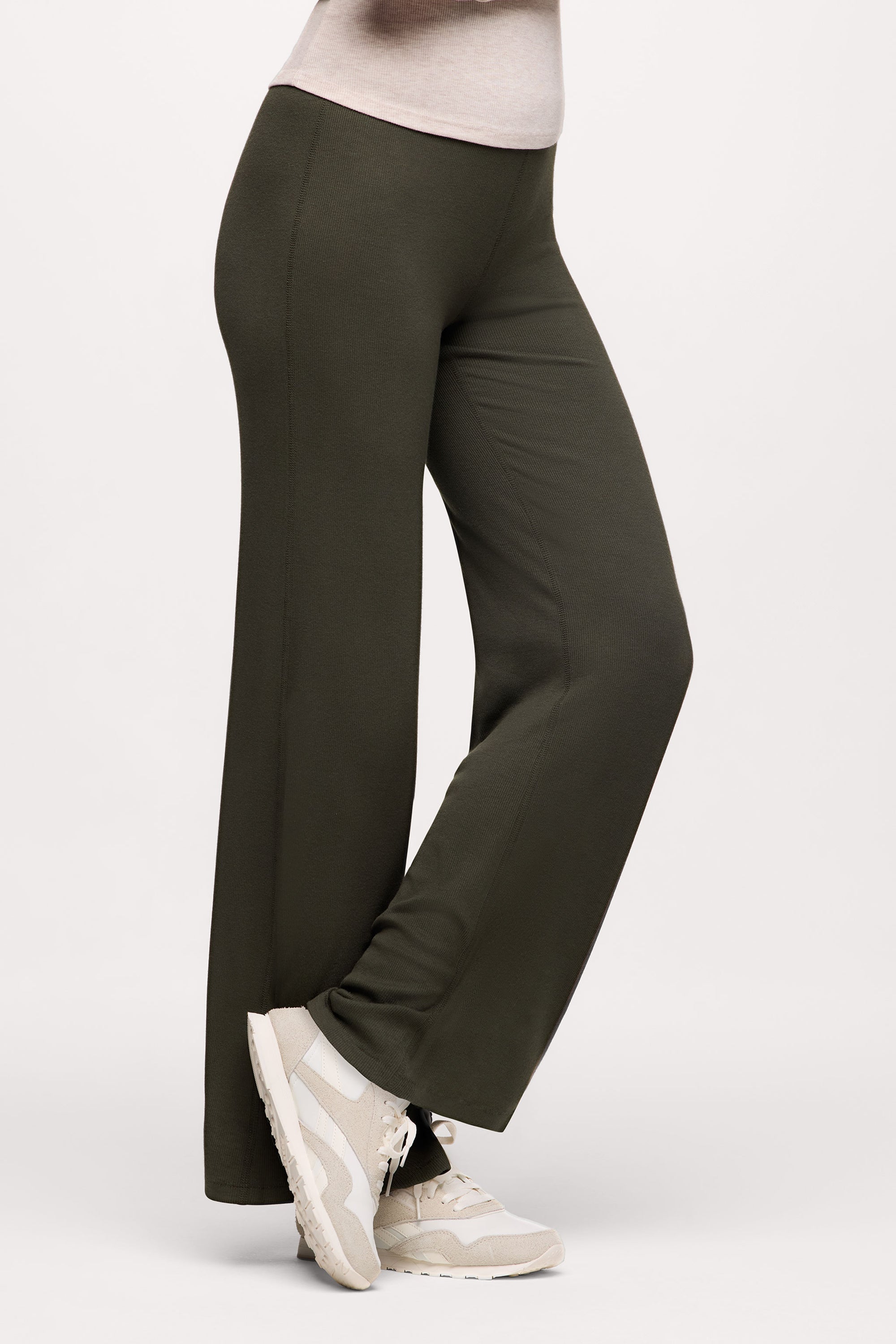 Slinky Rib Streamline Pant | Darkest Olive