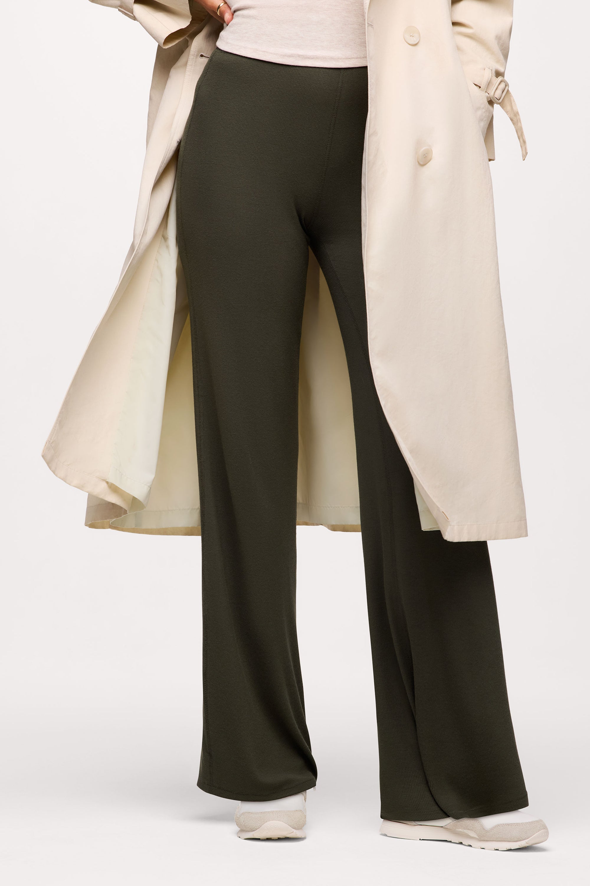 Slinky Rib Streamline Pant | Darkest Olive