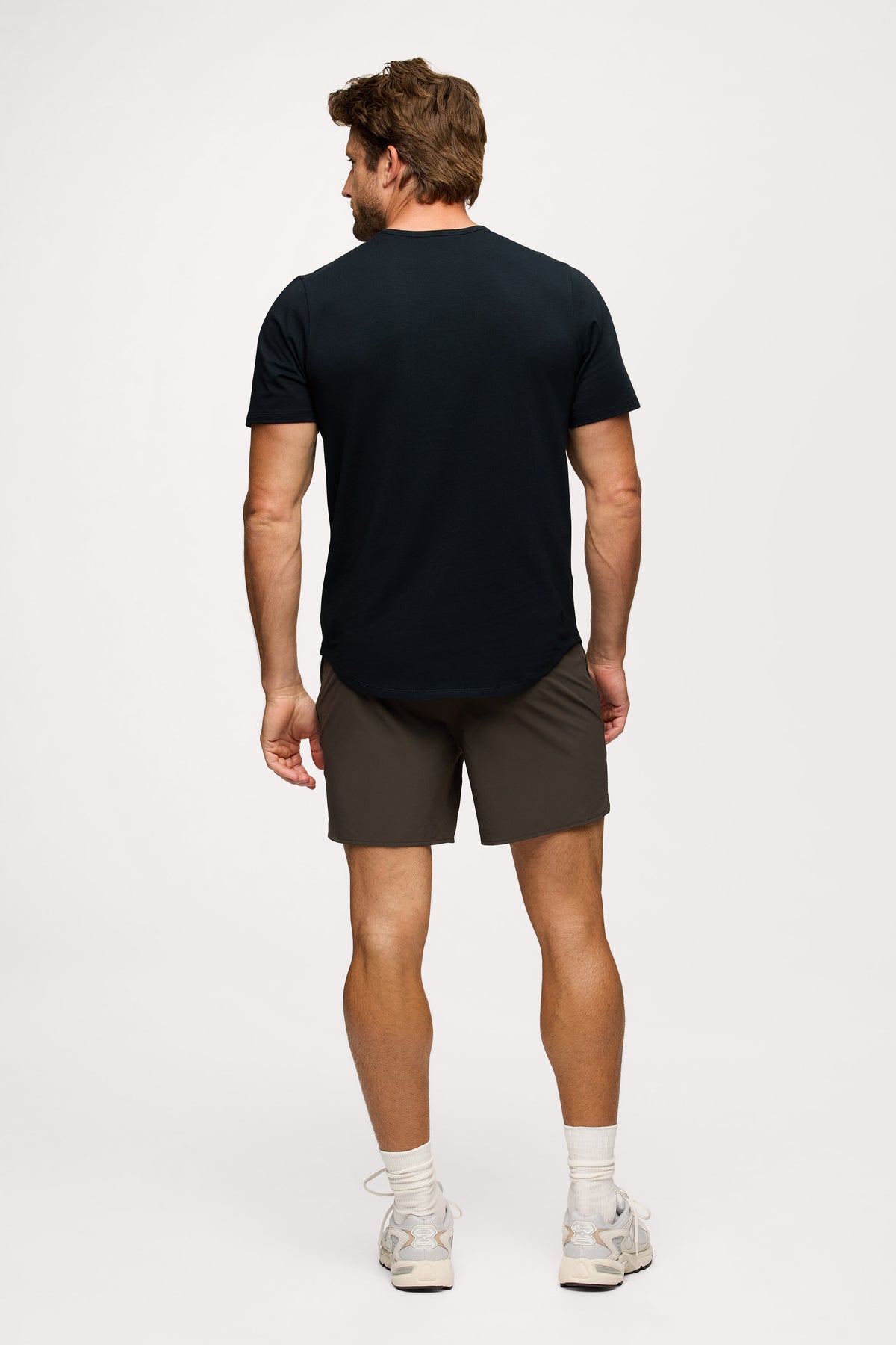 Color:Black | Men's Short Sleeve Curved Hem Tee