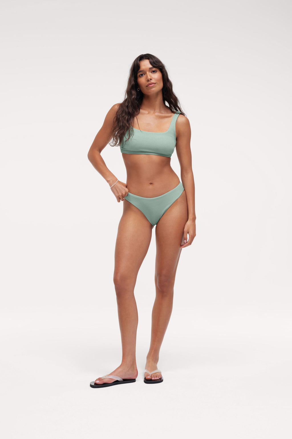 Square Neck Bikini Top & Low Waist Bikini Bottom