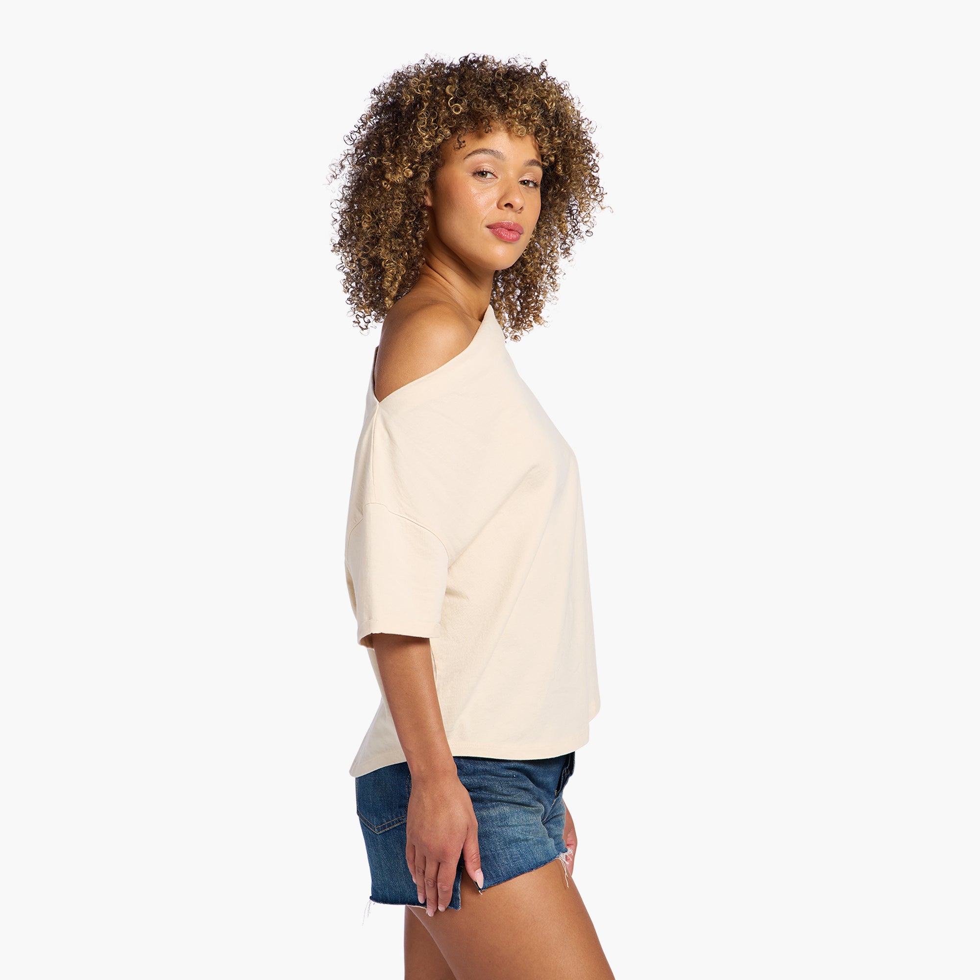 Vintage Cotton Off The Shoulder T-Shirt