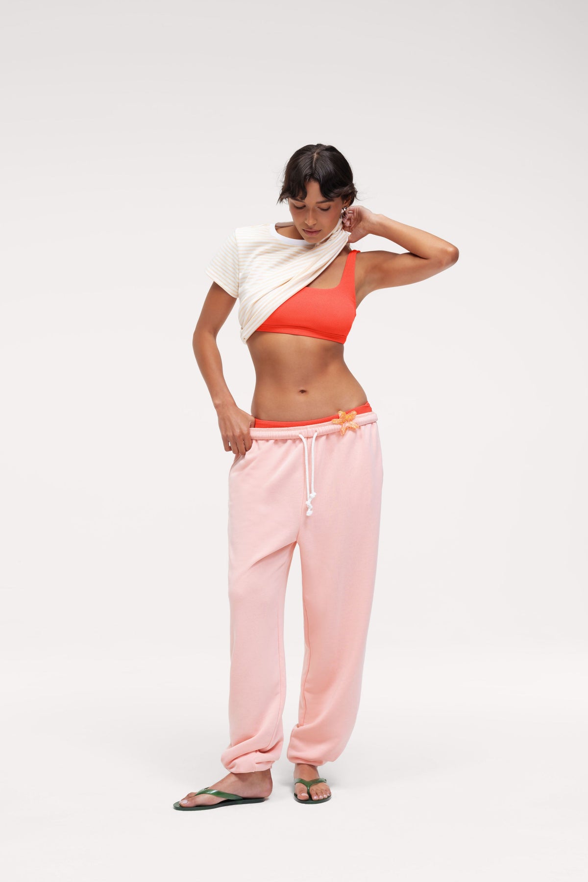 Color:Crispy Papaya | Square Neck Bikini Top & Low Waist Bikini Bottom