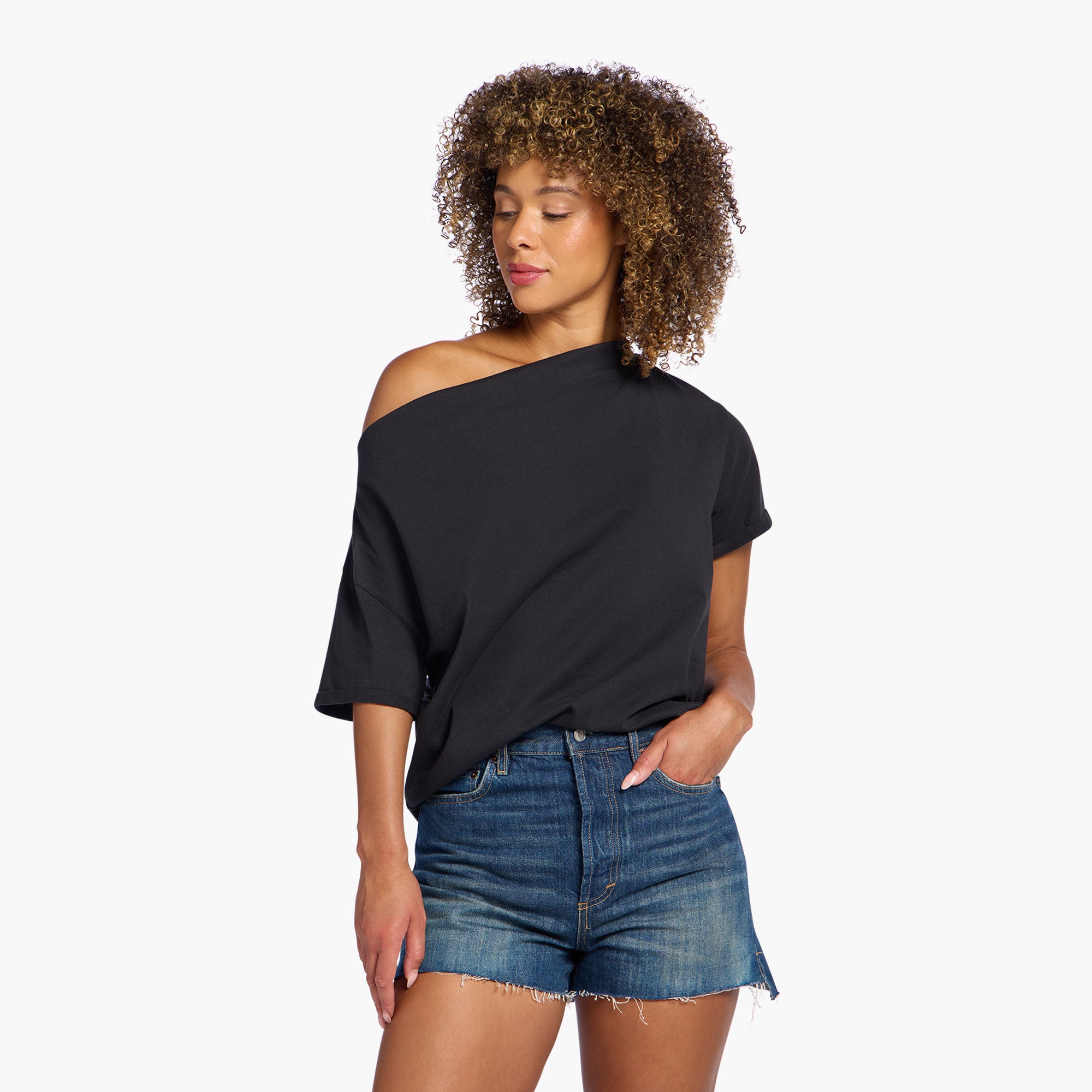 Vintage Cotton Off The Shoulder T-Shirt