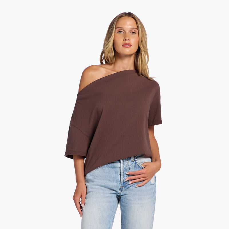 Vintage Cotton Off The Shoulder T-Shirt image 