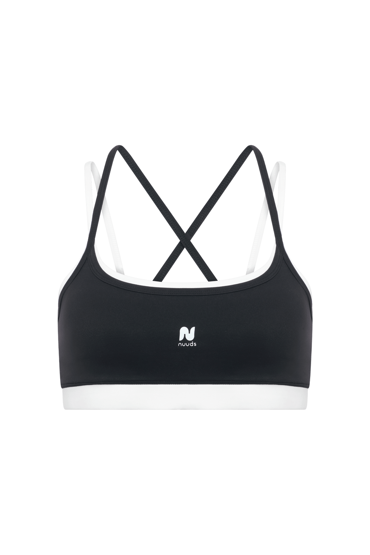 Color:Black | nuuds motion contrast layering bra sports bra pilates outfit padded yoga bra