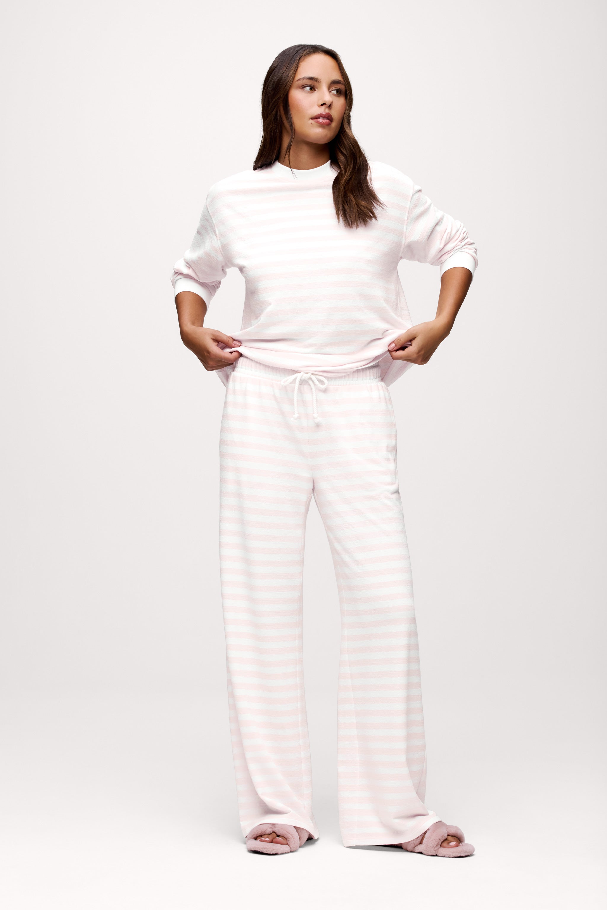 Ballet Stripe Lounge Pant | Ballet/White