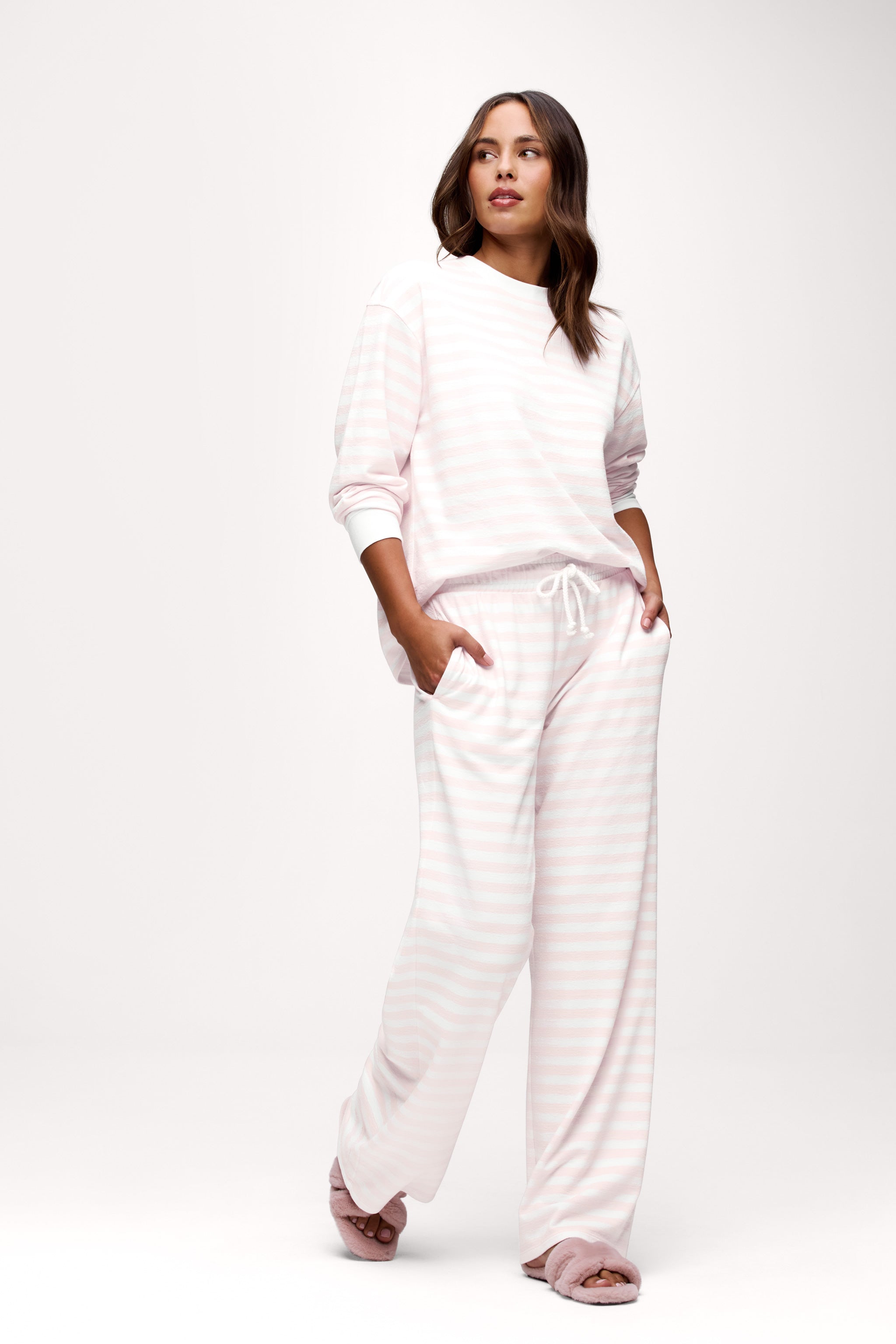 Ballet Stripe Lounge Pant | Ballet/White