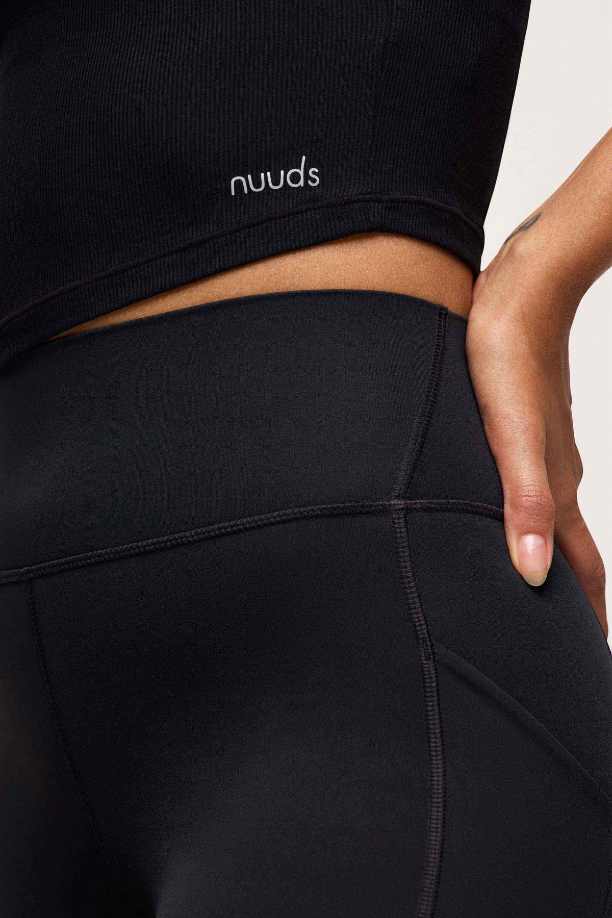 Color:Black | nuuds sporty rib bra tee – ribbed shirt built in bra tops short sleeve t-shirts for women