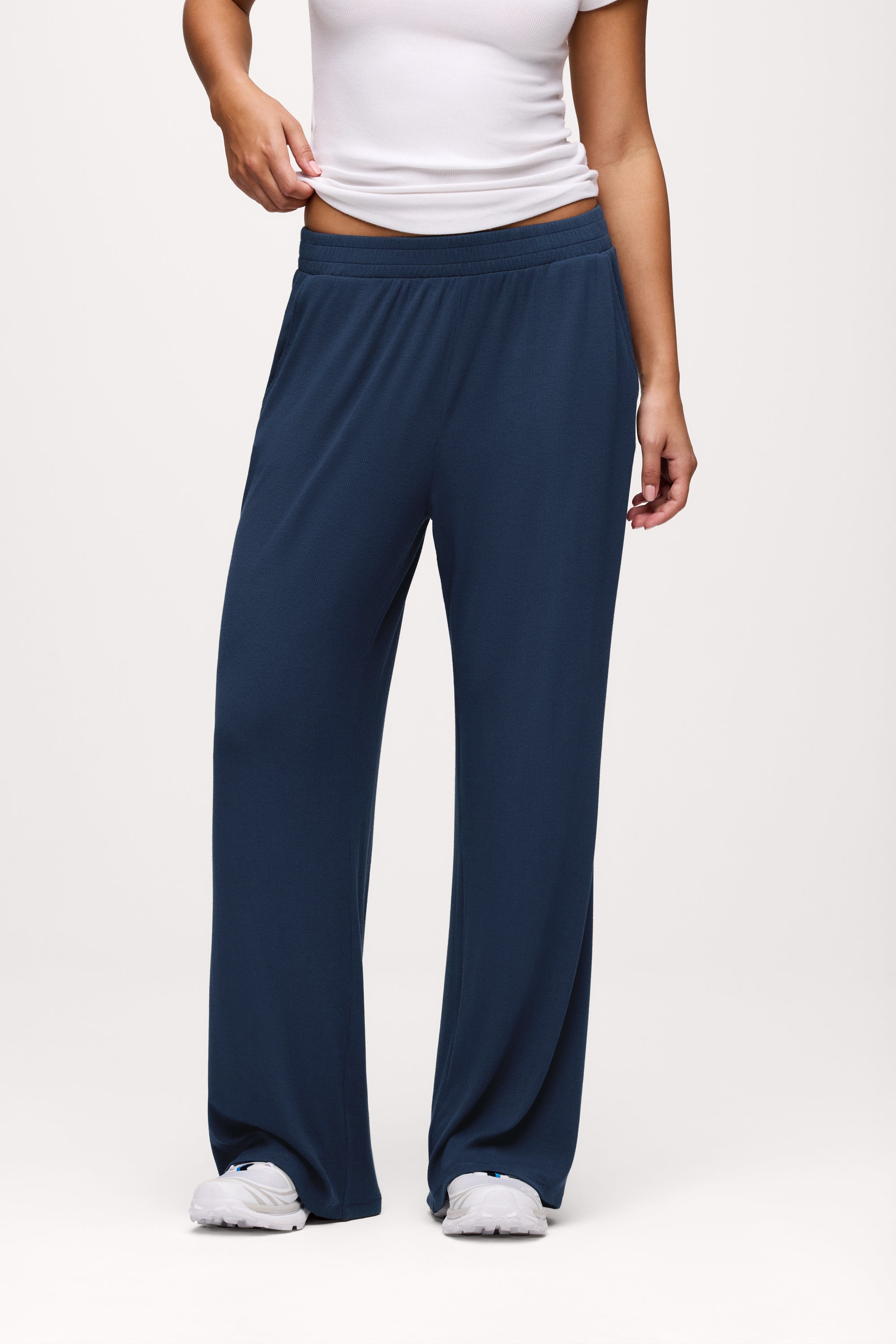 nuuds slinky rib lounge pant women wide leg casual pants