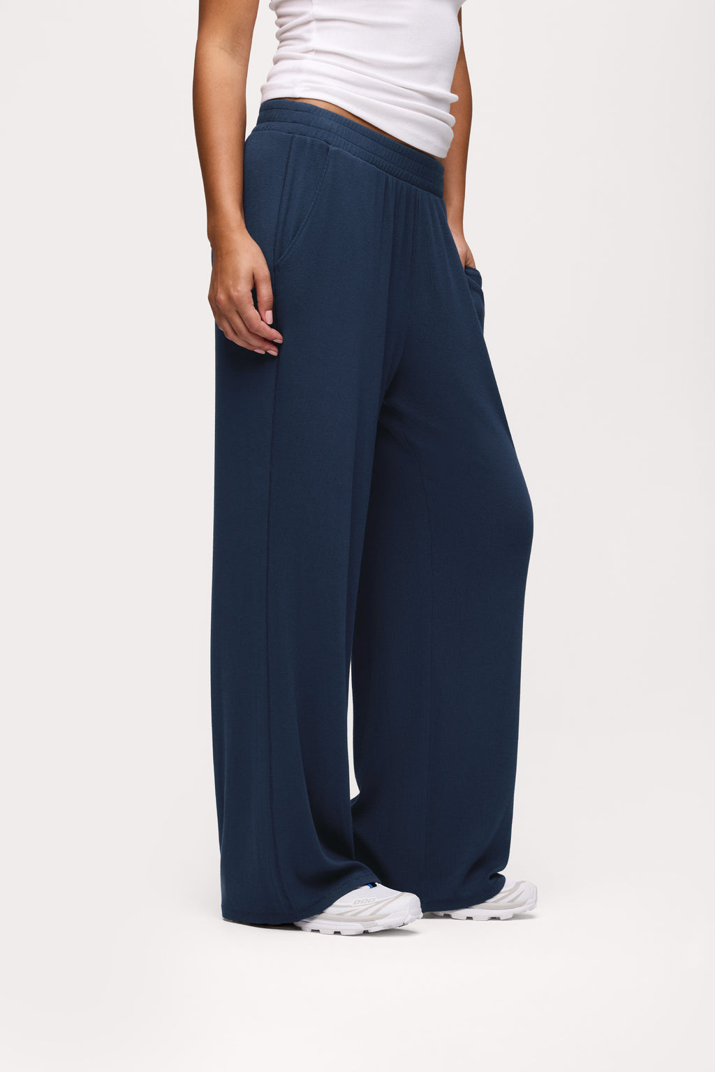 nuuds slinky rib lounge pant women wide leg casual pants
