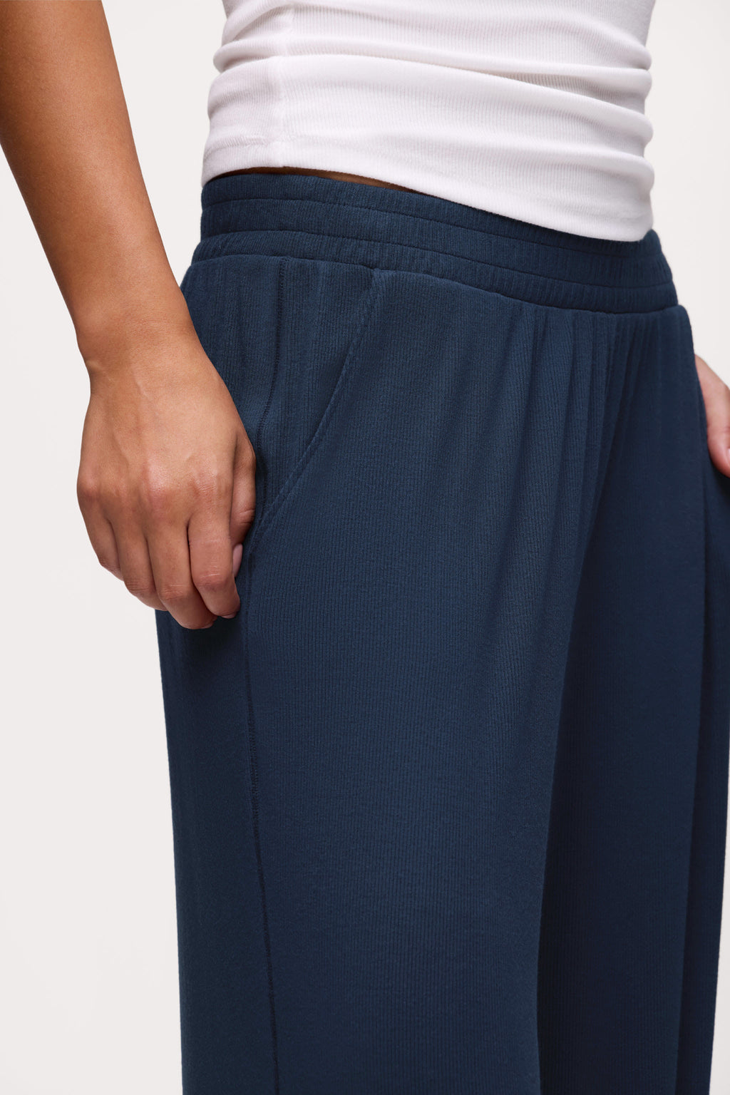 nuuds slinky rib lounge pant women wide leg casual pants