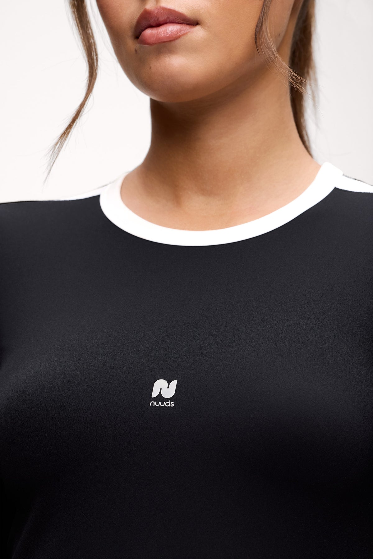 Color:Black | nuuds contrast long sleeve top womens long sleeve active shirt pilates outfit fitted workout top