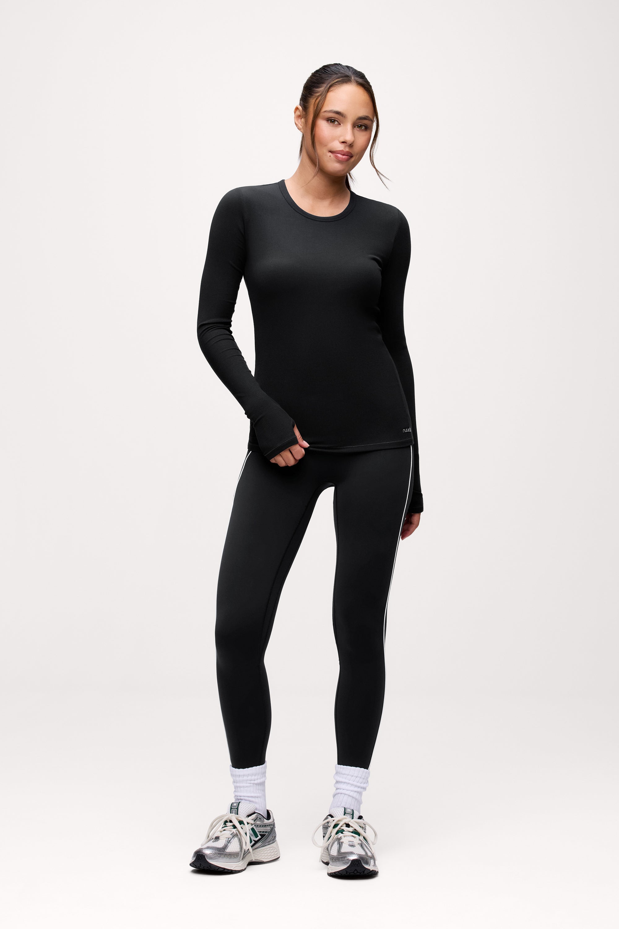 Sporty Rib Bra Long Sleeve | Black