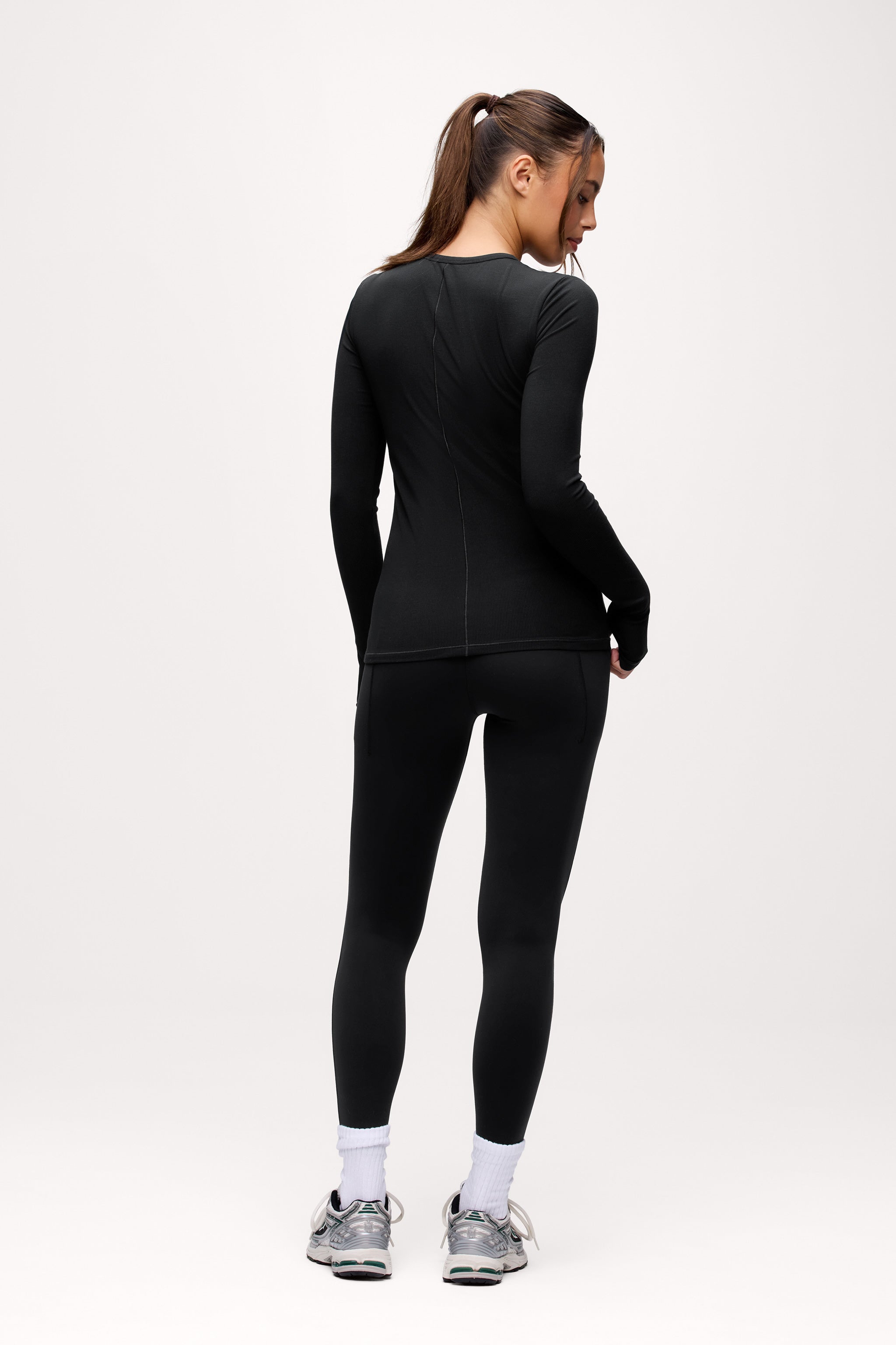 Sporty Rib Bra Long Sleeve | Black